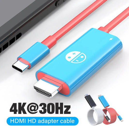 4K 30Hz Type C to HDMI Cable for Nintendo Switch with 1080P PD 100W